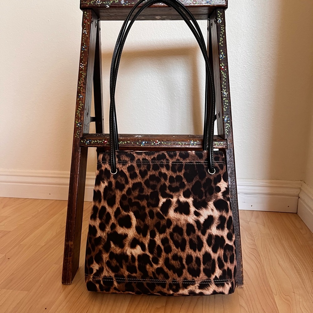 American Vintage Leopard Print Purse with Black Handles